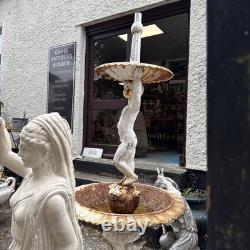 Victorian Cast Iron Fountain Boy Two Tier Garden Water Feature 170 Cm Tall