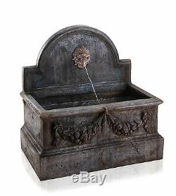 Villarreal Trough Wall Fountain Lion Head Water Feature Cascade Garden Outdoor