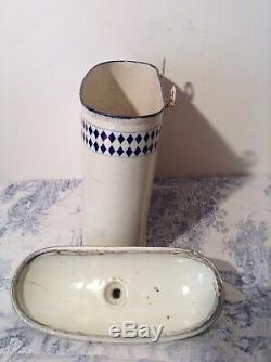 Vintage French Enamel Lavabo, Wall Water Tank Wash Basin Sink Fountain