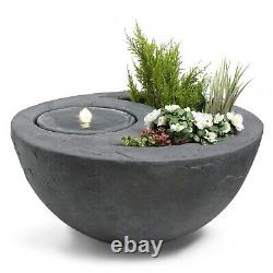 VonHaus Dual Water Feature & Planter Indoor/Outdoor LED Light Garden Fountain