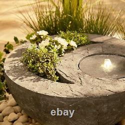 VonHaus Dual Water Feature & Planter Indoor/Outdoor LED Light Garden Fountain