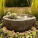 Vonhaus Outdoor Garden Dual Bowl Planter And Water Fountain Led Light Grey