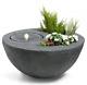 Vonhaus Outdoor Garden Dual Bowl Planter And Water Fountain With Led Light Grey