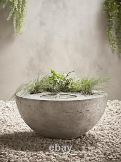 Vonhaus Outdoor Garden Dual Bowl Planter and Water Fountain with LED Light Grey