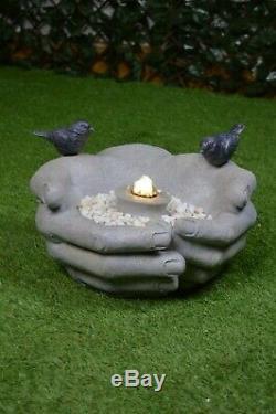 WARM HANDS Small Garden Indoor Water Feature Fountain Stone LED Self-Contained