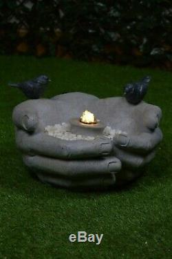 WARM HANDS Small Garden Indoor Water Feature Fountain Stone LED Self-Contained