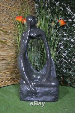 WHAT IF Water Feature Fountain Home Garden Statue Stone Granite Self Contained