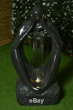WHAT IF Water Feature Fountain Home Garden Statue Stone Granite Self Contained