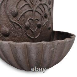 Wall-Mounted Ornamental Antique Water Fountain Garden Terrace Vintage Tap Brown