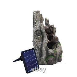 Walnut Log Water Feature Garden Outdoor Fountain Ornament with LED Light Decor