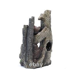 Walnut Log Water Feature Garden Outdoor Fountain Ornament with LED Light Decor