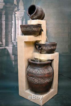 Water Feature Fountain Galicia Pots, High 118cm, Garden, Outdoor LED