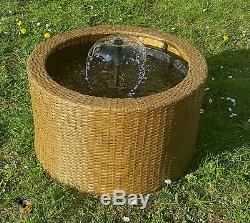 Water Feature Fountain LED Lights Patio Garden Pond Decking Rattan Brown