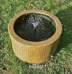Water Feature Fountain LED Lights Patio Garden Pond Decking Rattan Brown