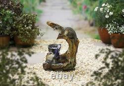 Water Feature Fountain Otters Element inc LEDs Self-contained with Pump Included