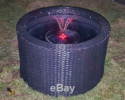 Water Feature Fountain Solar LED Lights Patio Garden Pond Decking Rattan