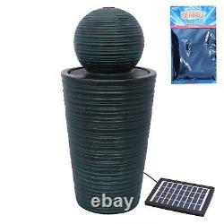 Water Feature Fountain Solar Powered Outdoor Garden Black Standing Ball Aquatic