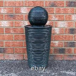 Water Feature Fountain Solar Powered Outdoor Garden Black Standing Ball Aquatic
