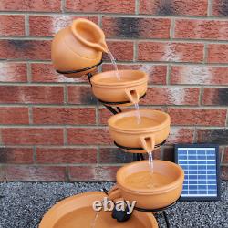 Water Feature Fountain Solar Powered Outdoor Garden Cascade Tiered Patio Bowls