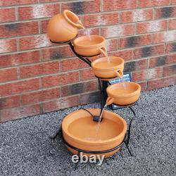 Water Feature Fountain Solar Powered Outdoor Garden Cascade Tiered Patio Bowls