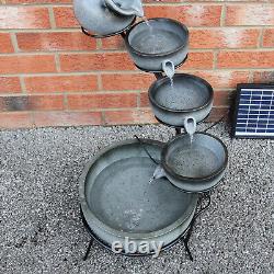 Water Feature Fountain Solar Powered Outdoor Garden Cascade Tiered Patio Bowls