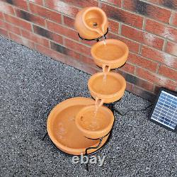 Water Feature Fountain Solar Powered Outdoor Garden Cascade Tiered Patio Bowls