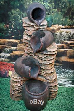 Water Feature Fountain Stones and pots, High 120cm, Garden, Outdoor LED