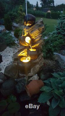 Water Feature Fountain old bough and pots, High 106cm, Garden, Outdoor LED