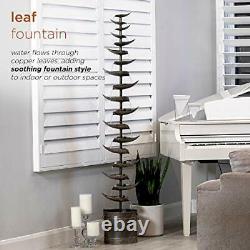 Water Feature Garden Fountain Tall Indoor Outdoor Patio Leaf Cascading Metal NEW