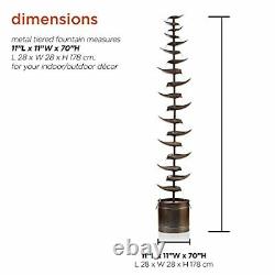 Water Feature Garden Fountain Tall Indoor Outdoor Patio Leaf Cascading Metal NEW