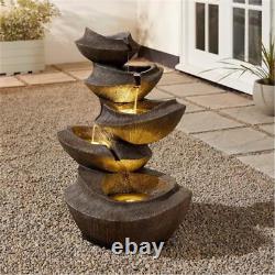 Water Feature Garden Large 5 Tiers Outdoor Solar LED Bowls Fountain 1903