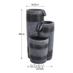 Water Feature Garden Outdoor Fountains Solar Powered LED Lighted Cascading Bowl