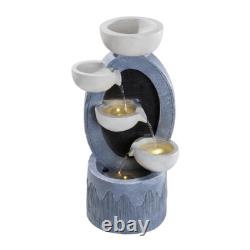 Water Feature Indoor Outdoor LED Fountain 4 Tier Bowl Oval Waterfall Garden Deco