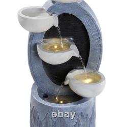 Water Feature Indoor Outdoor LED Fountain 4 Tier Bowl Oval Waterfall Garden Deco