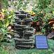 Water Feature Outdoor Fountain Rockery Decor Solar Powered Led Falls Ornament