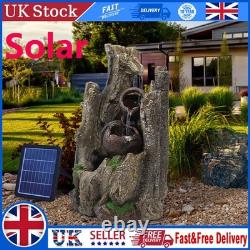Water Feature Solar Fountain Garden LED Solar Powered Outdoor Cascade Waterfall