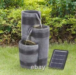 Water Fountain Feature LED Lights Garden Stone Statues Landscape Solar Powered