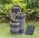 Water Fountain Feature Led Lights Garden Stone Statues Landscape Solar Powered