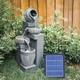 Water Fountain Feature Led Lights Garden Stone Statues Landscape Solar Powered