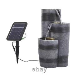 Water Fountain Feature LED Lights Garden Stone Statues Landscape Solar Powered