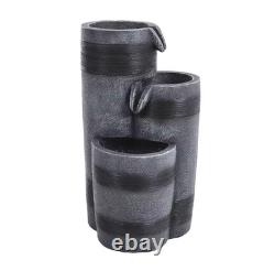 Water Fountain Feature LED Lights Garden Stone Statues Landscape Solar Powered