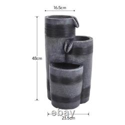 Water Fountain Feature LED Lights Garden Stone Statues Landscape Solar Powered
