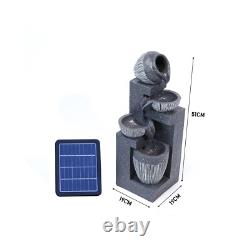 Water Fountain Feature LED Lights Garden Stone Statues Landscape Solar Powered
