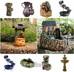 Water Fountain Solar Garden Water Feature Outdoor Patio Ornament Statue Decor