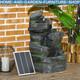 Water Fountain Solar-powered Natural Garden Waterfall With Led Lights, Dark Grey