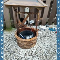 Water Fountain Wishing Well Barrel Design With Pump For Waterfall Carbonized Wood