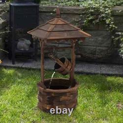 Water Fountain Wishing Well Barrel Design With Pump For Waterfall Carbonized Wood