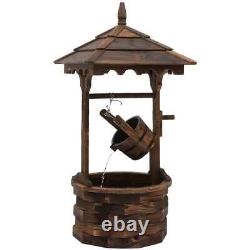 Water Fountain Wishing Well Barrel Design With Pump For Waterfall Carbonized Wood