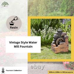 Water Mill Solar Feature Garden Fountain Ornamental Patio Centrepiece Decorative