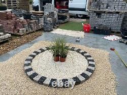 Water fountain base granite garden circle ring 120cm grass border paving border